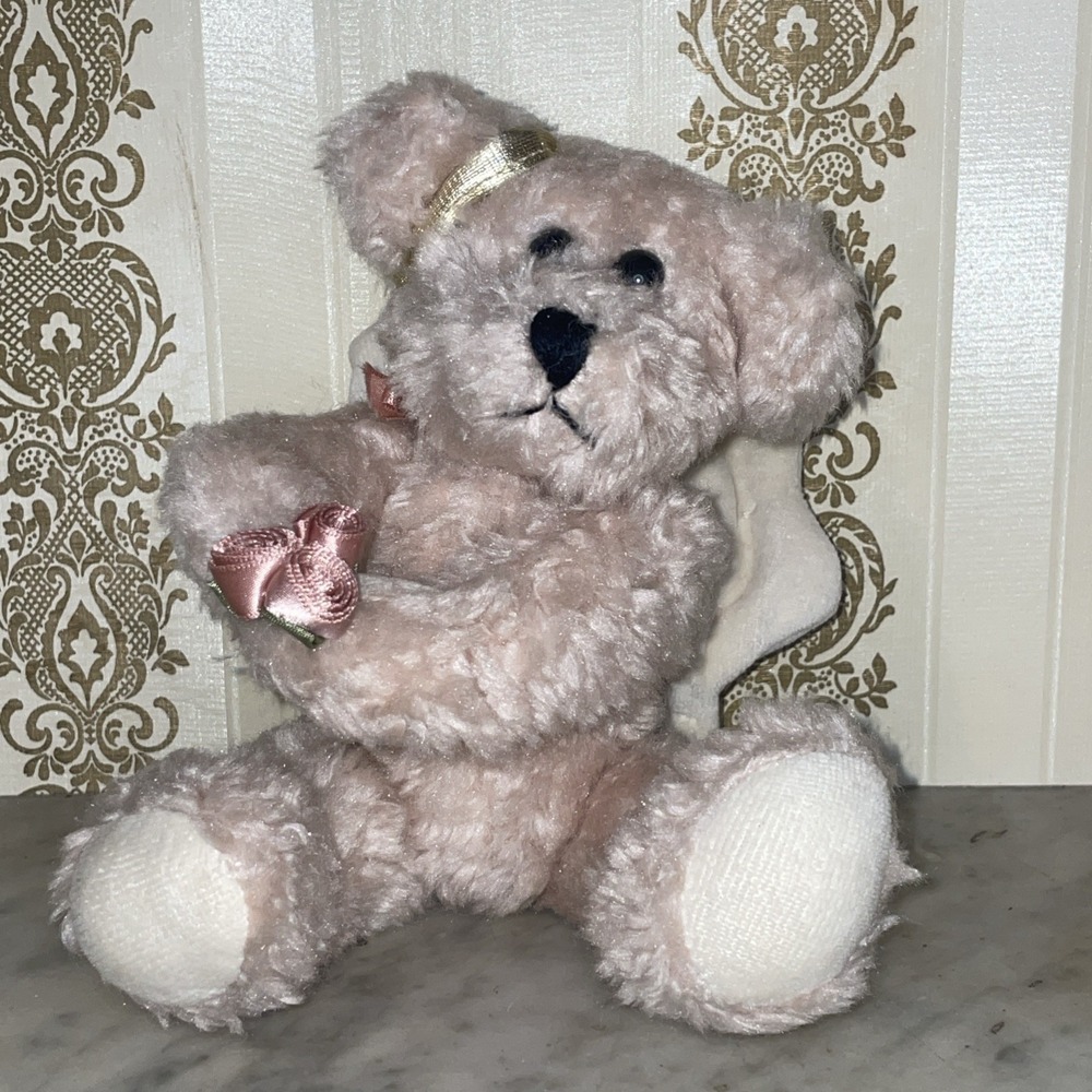 Vintage The Boyd's Collection Angel Bear Wings Roses Gold Tag